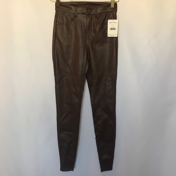 Free People | Brown Leather Pants - Picture 3 of 8